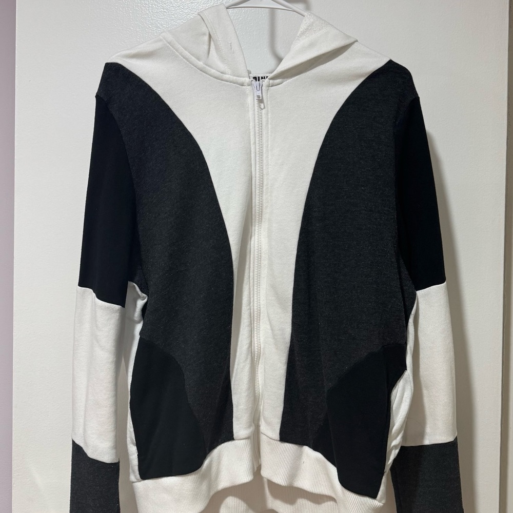 PINK Victoria's Secret Black & White Colorblock Zip Hoodie